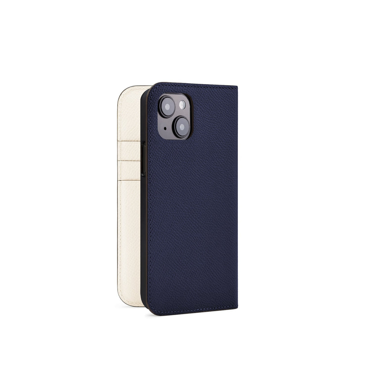 iPhone 14 Diary Case Nobile Leather (Navy × White)