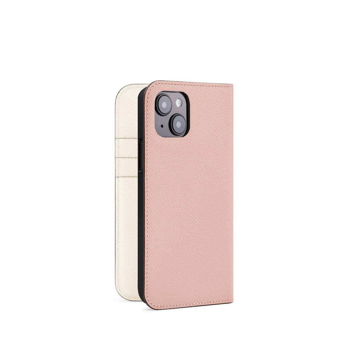 iPhone 14 Diary Case Nobile Leather (Shell Pink × White)