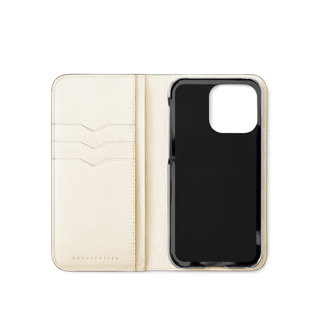 iPhone 14 Pro Diary Case Nobile Leather (Blue Lin × White)