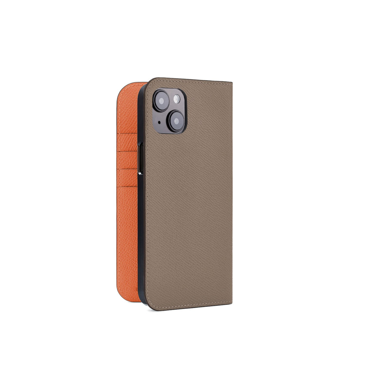 iPhone 14 Plus Diary Case Nobile Leather (Etoupe × Orange)