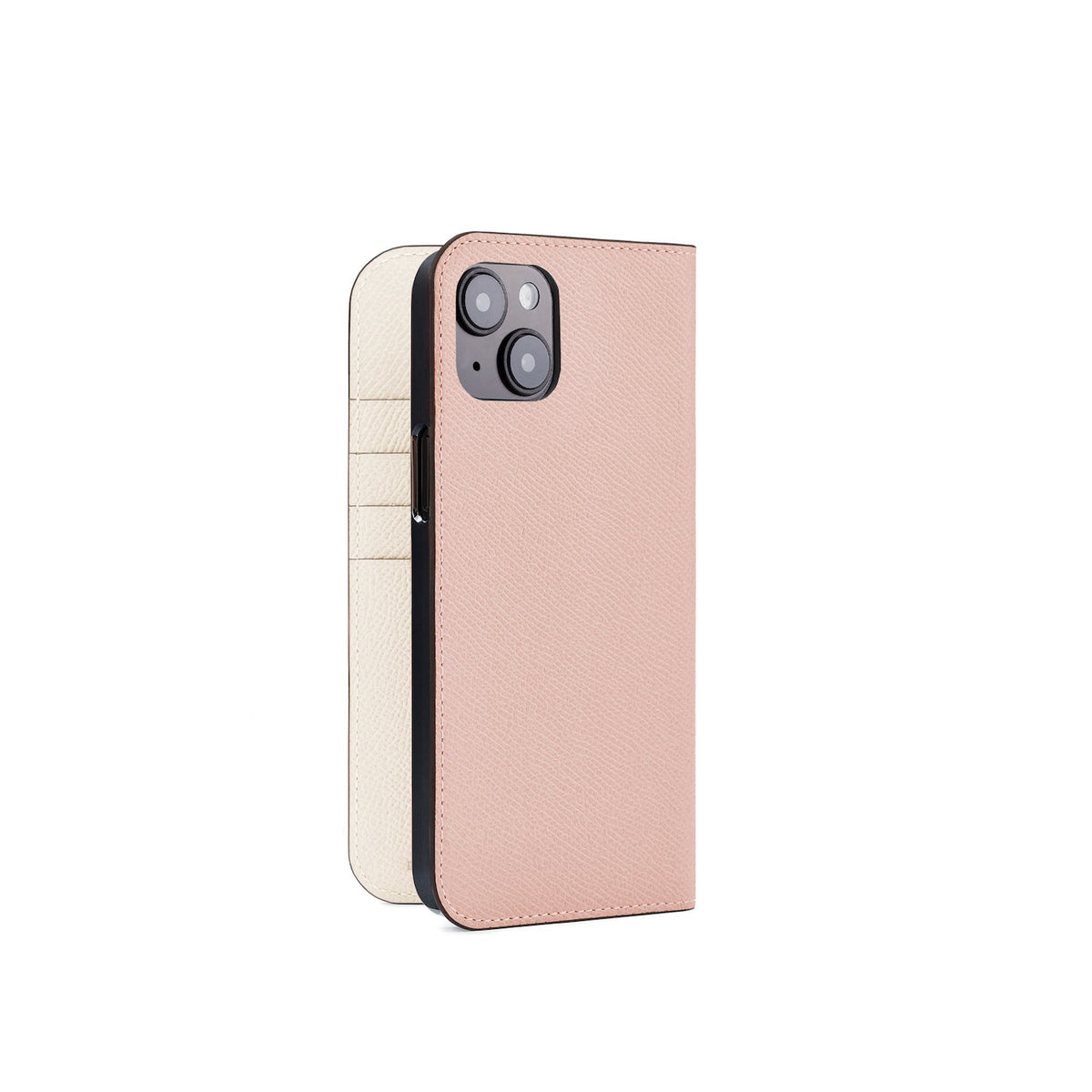 iPhone 15 Plus Diary Case Nobile Leather (Shell Pink × White)