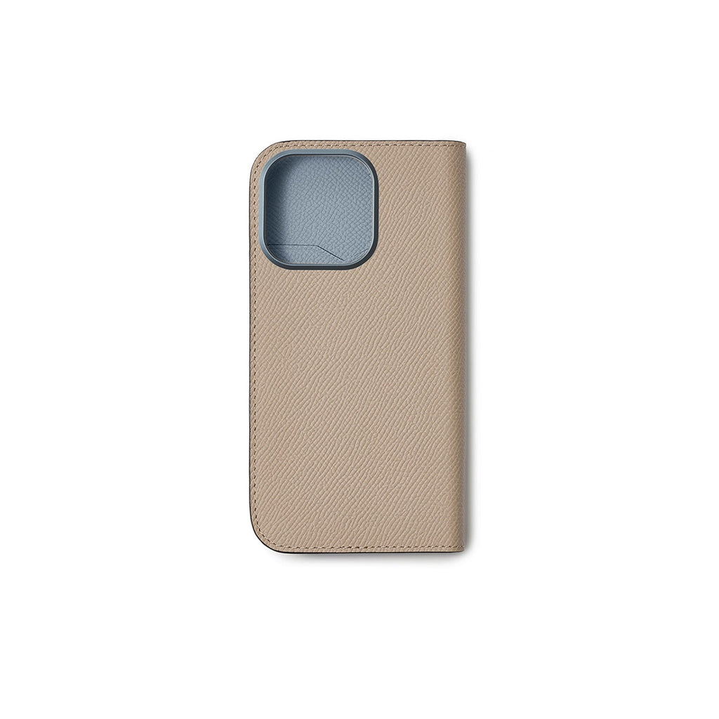 iPhone 16 Pro Diary Case Nobile Leather (Greige × Blue Lin)
