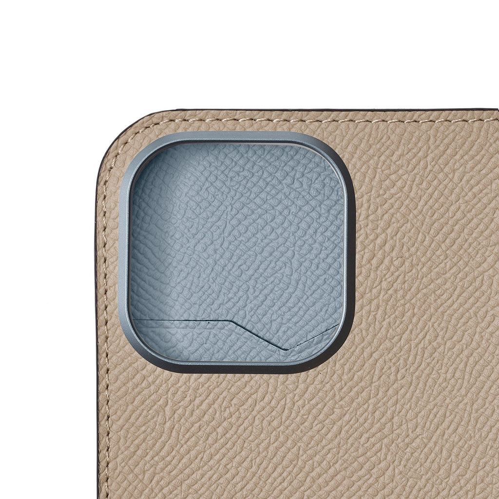 iPhone 16 Pro Diary Case Nobile Leather (Greige × Blue Lin)