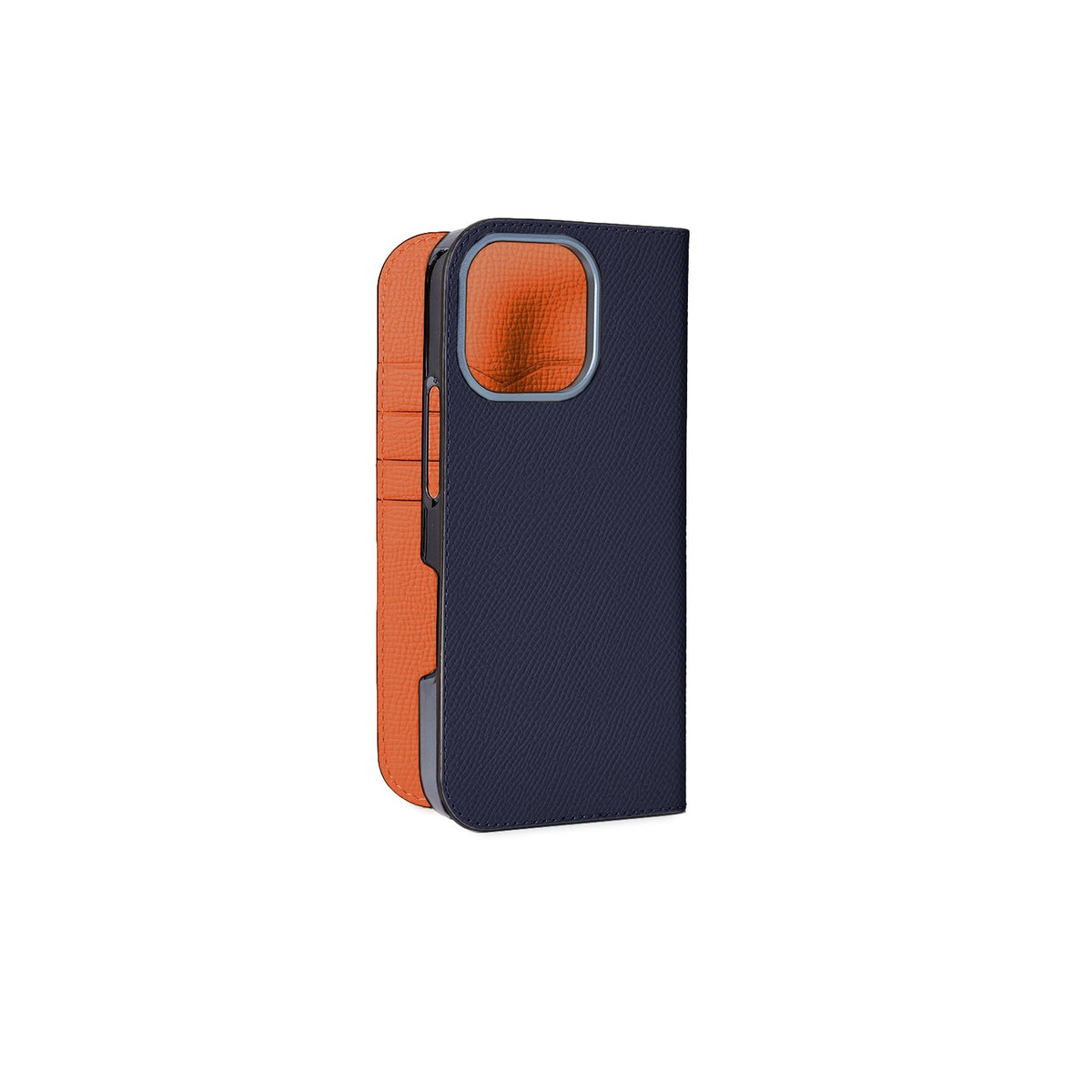 iPhone 16 Pro Max Diary Case Nobile Leather (Navy × Orange)