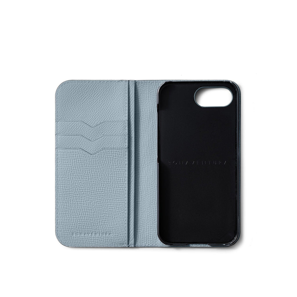 iPhone 17e / 16e Diary Case Nobile Leather (Greige × Blue Lin)