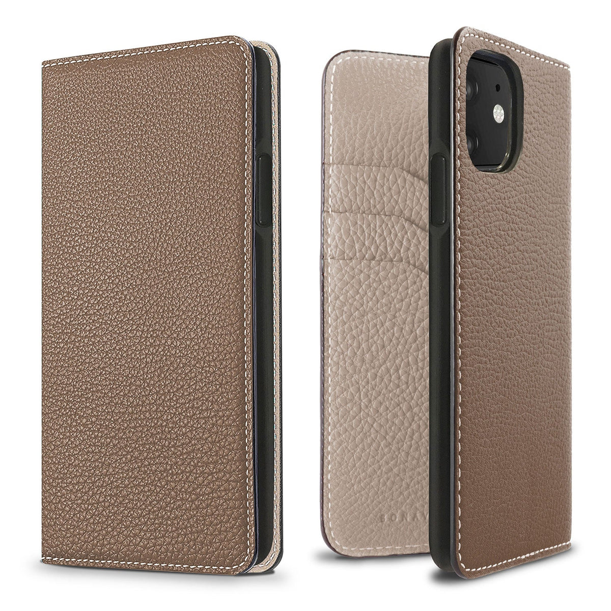iPhone 11 Diary Case Shrink Leather (Etoupe × Greige)