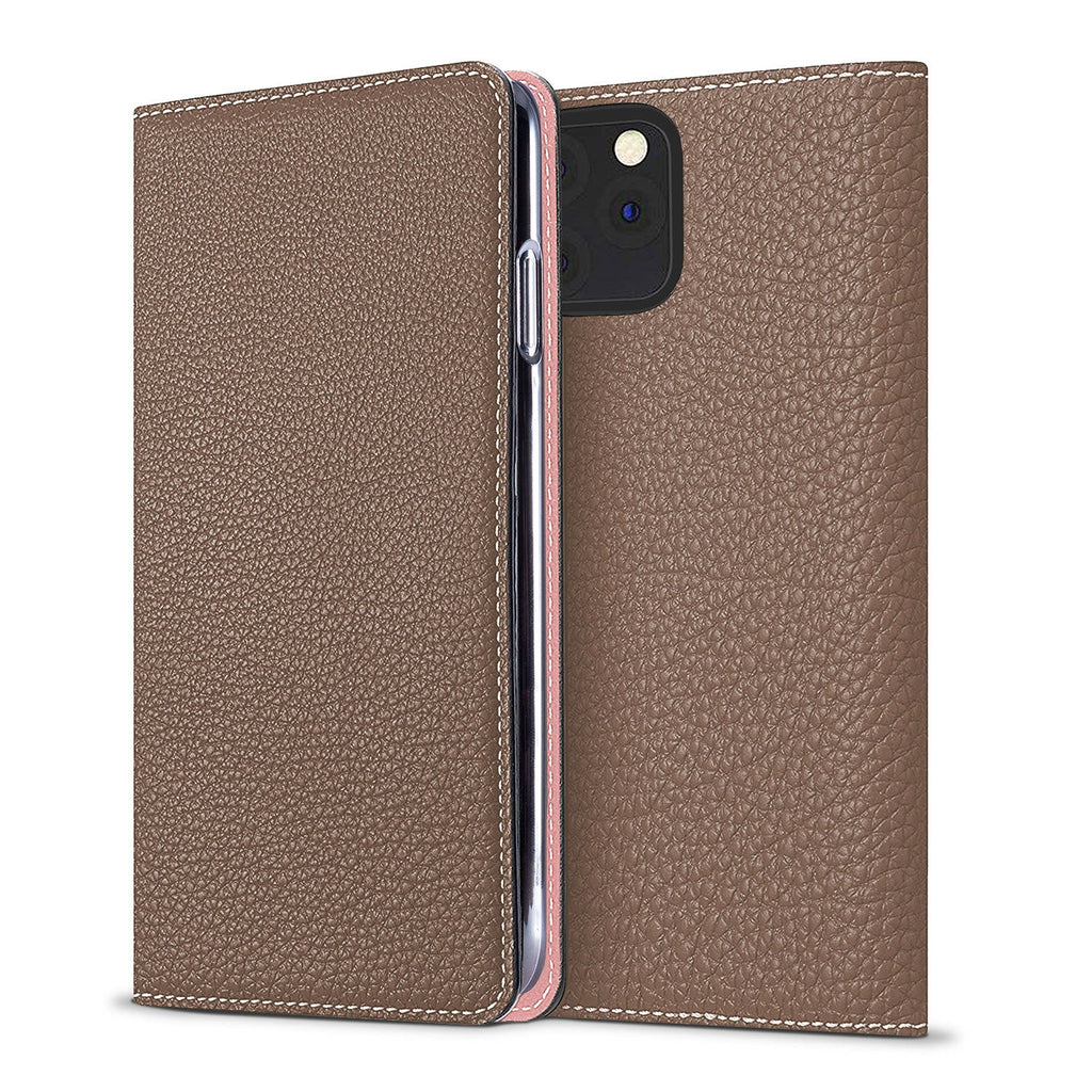 iPhone 11 Pro Max Diary Case Shrink Leather (Etoupe × Sakura Pink)