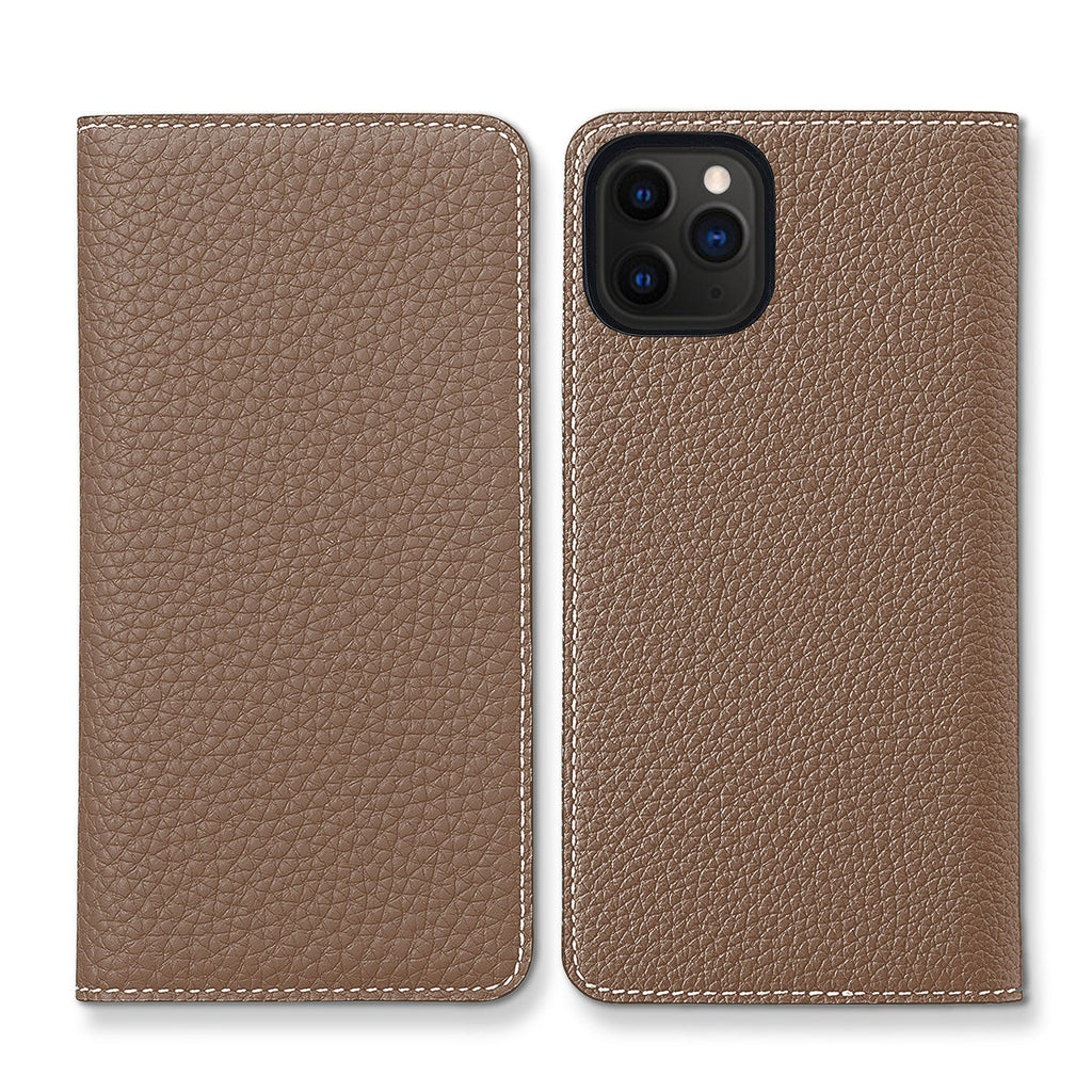 iPhone 11 Pro Max Diary Case Shrink Leather (Etoupe × Sakura Pink)