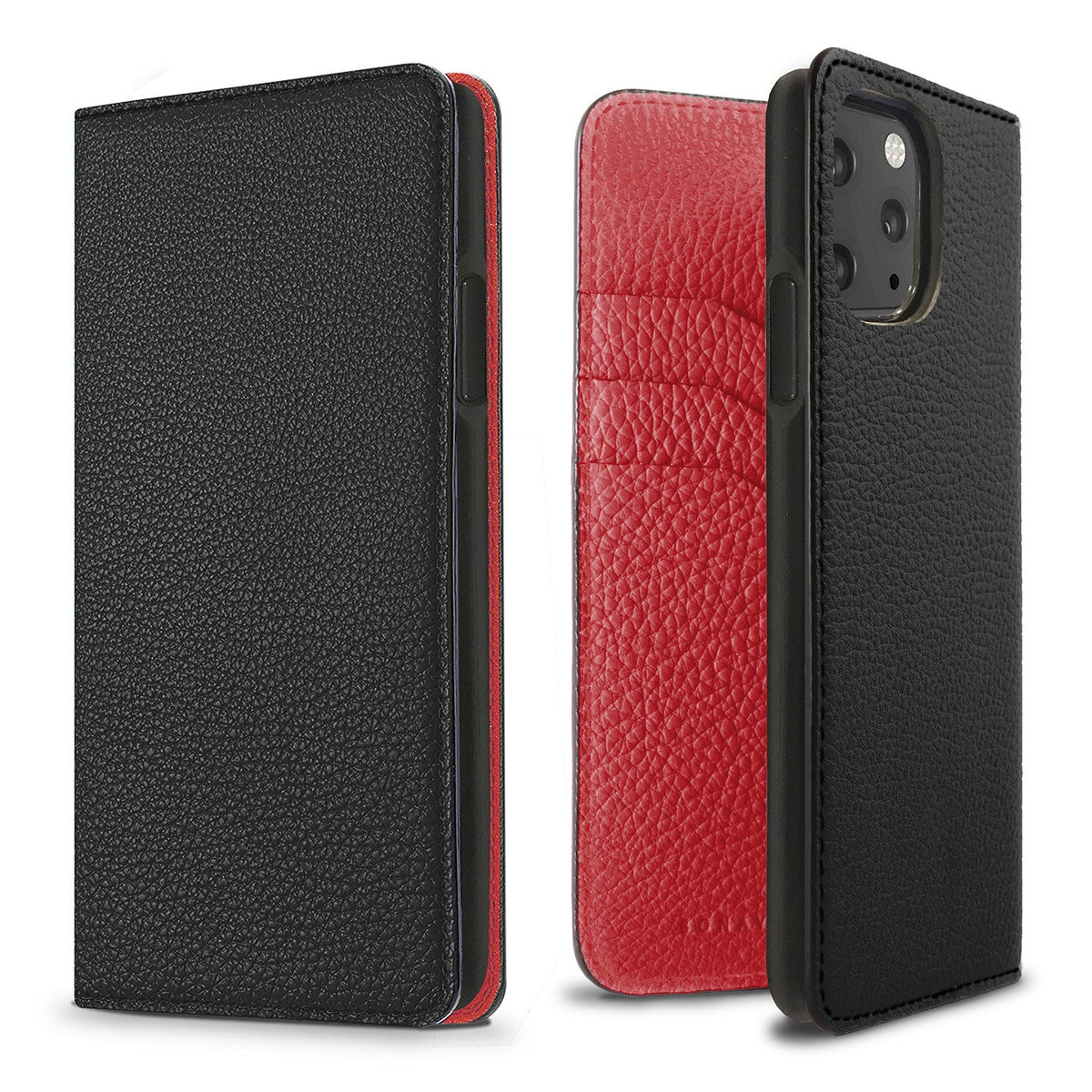 iPhone 11 Pro Diary Case Shrink Leather (Black × Red)