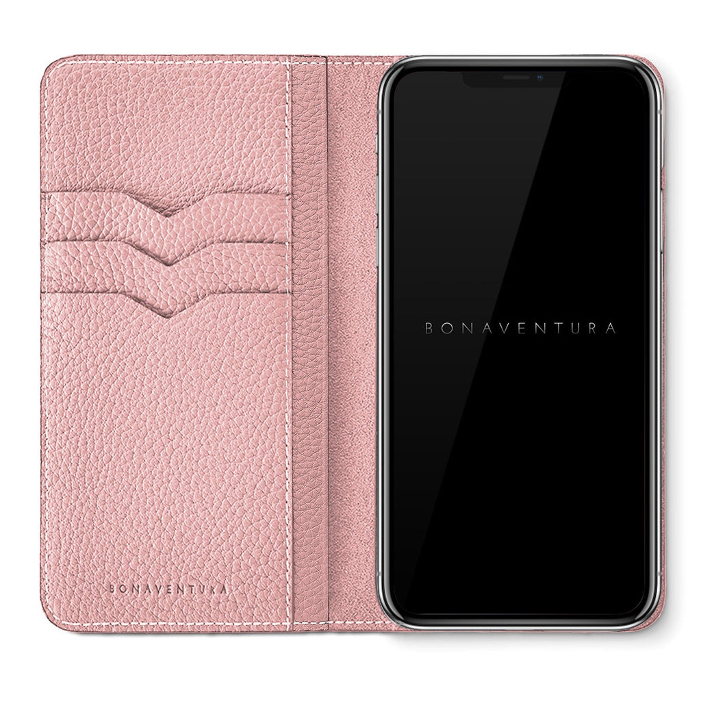 iPhone 11 Pro Diary Case Shrink Leather (Etoupe × Sakura Pink)