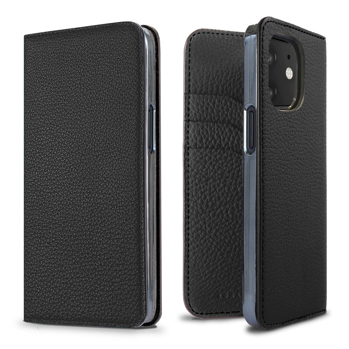 iPhone 12 mini Diary Case Shrink Leather (Black)