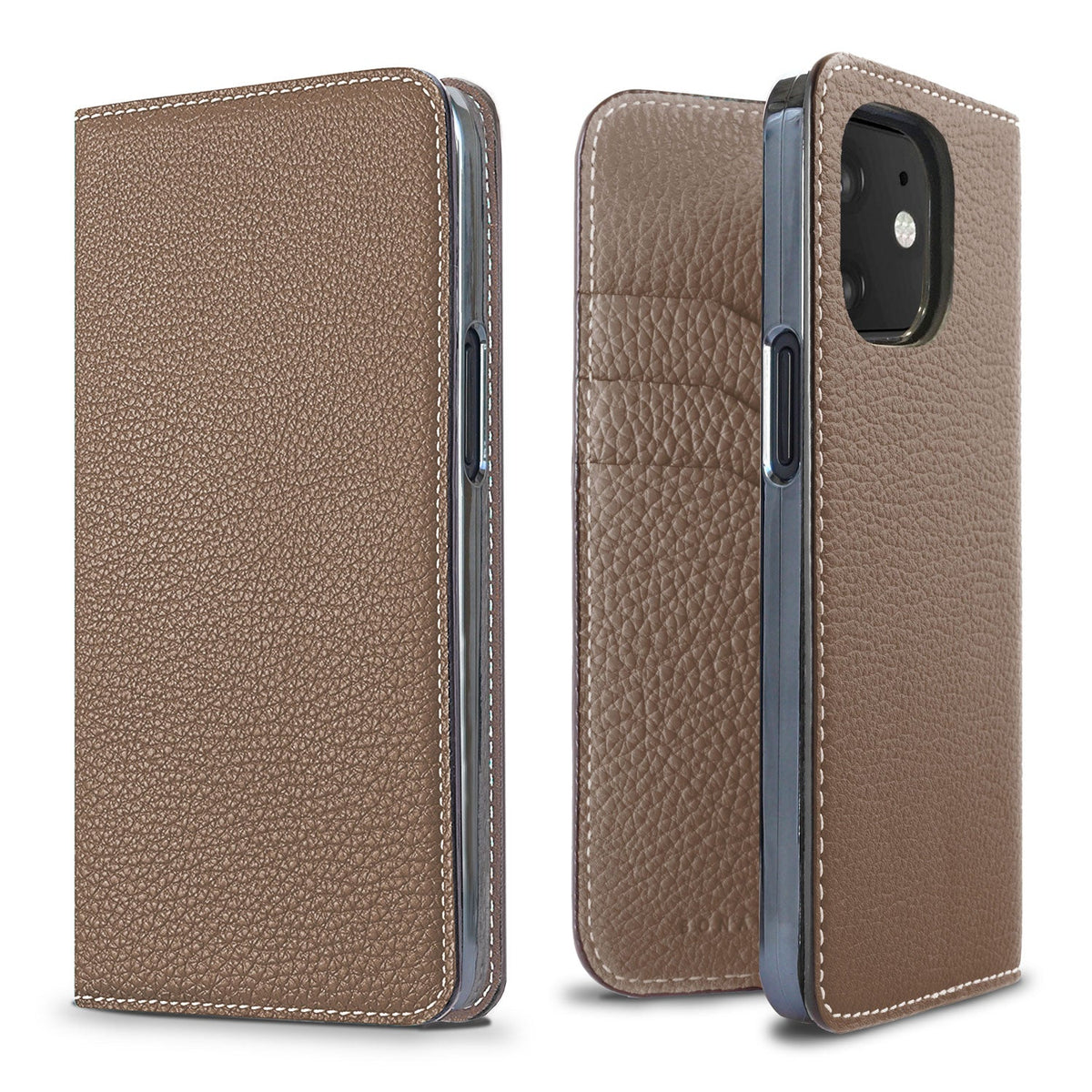 iPhone 12 mini Diary Case Shrink Leather (Etoupe)