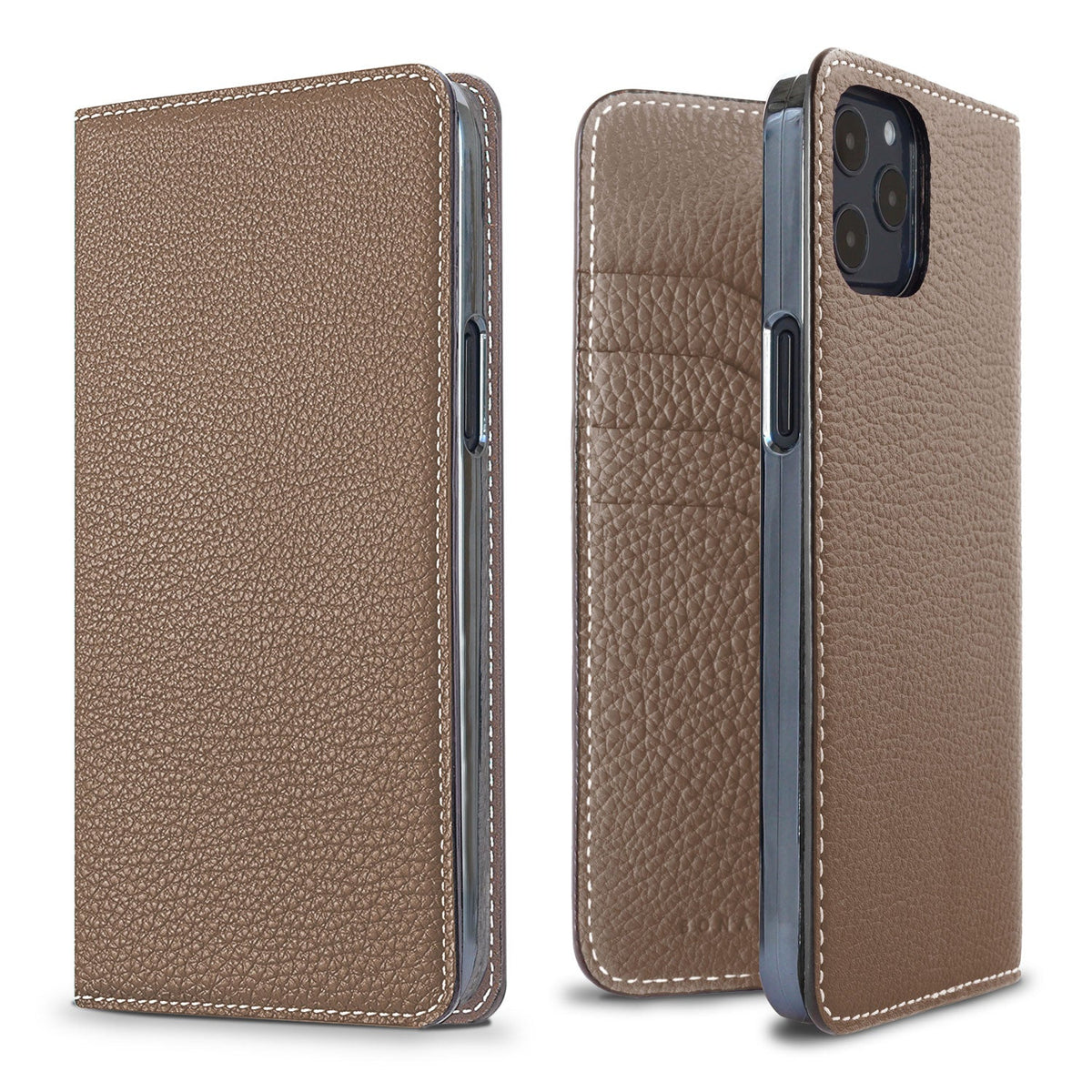 iPhone 12 Pro Max Diary Case Shrink Leather (Etoupe)