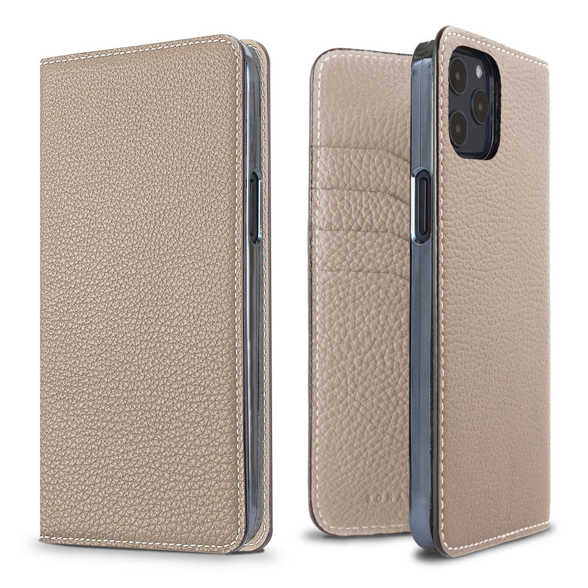 iPhone 12 Pro Max Diary Case Shrink Leather (Greige)