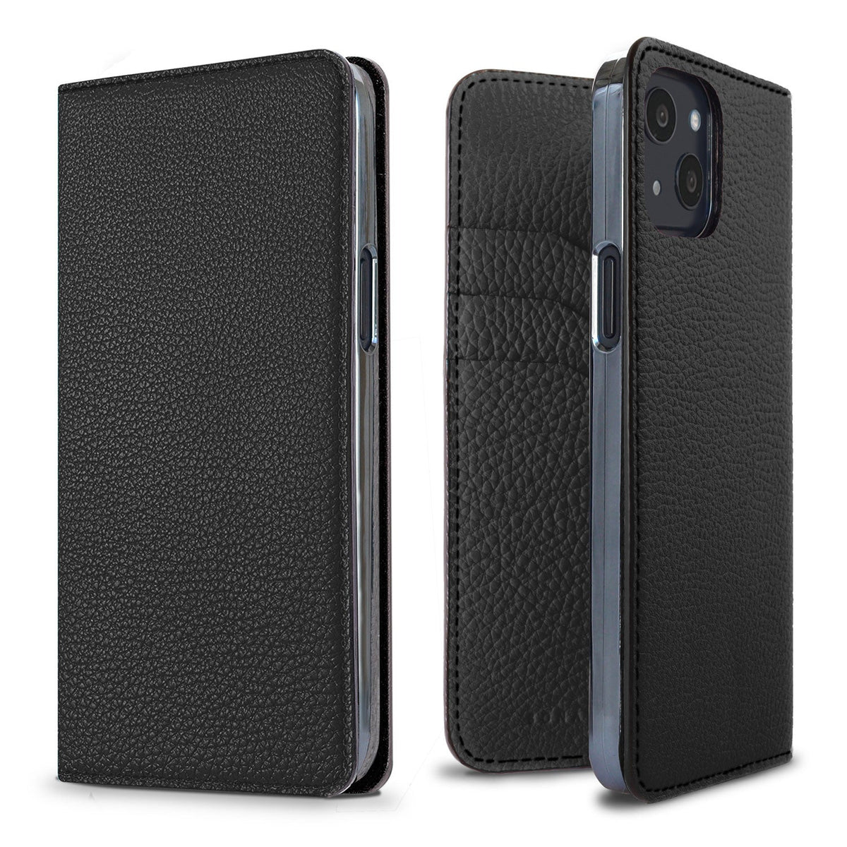 iPhone 13 Diary Case Shrink Leather (Black)
