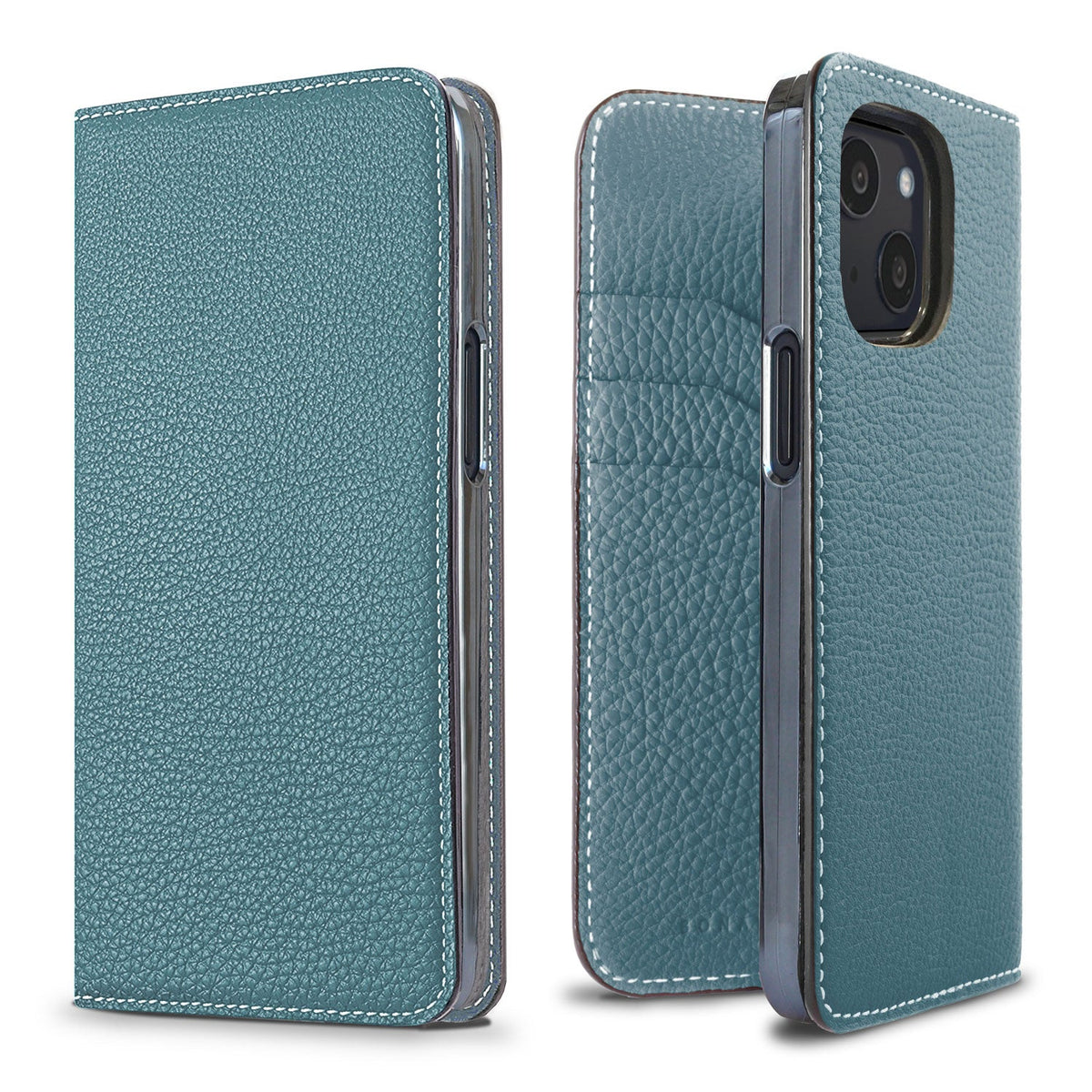 iPhone 13 mini Diary Case Shrink Leather (Blue Cyan)