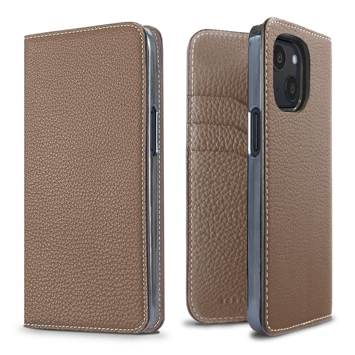 iPhone 13 mini Diary Case Shrink Leather (Etoupe)