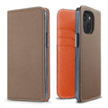 iPhone 13 mini Diary Case Shrink Leather (Etoupe × Orange)