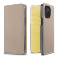 iPhone 13 mini Diary Case Shrink Leather (Greige × Yellow)