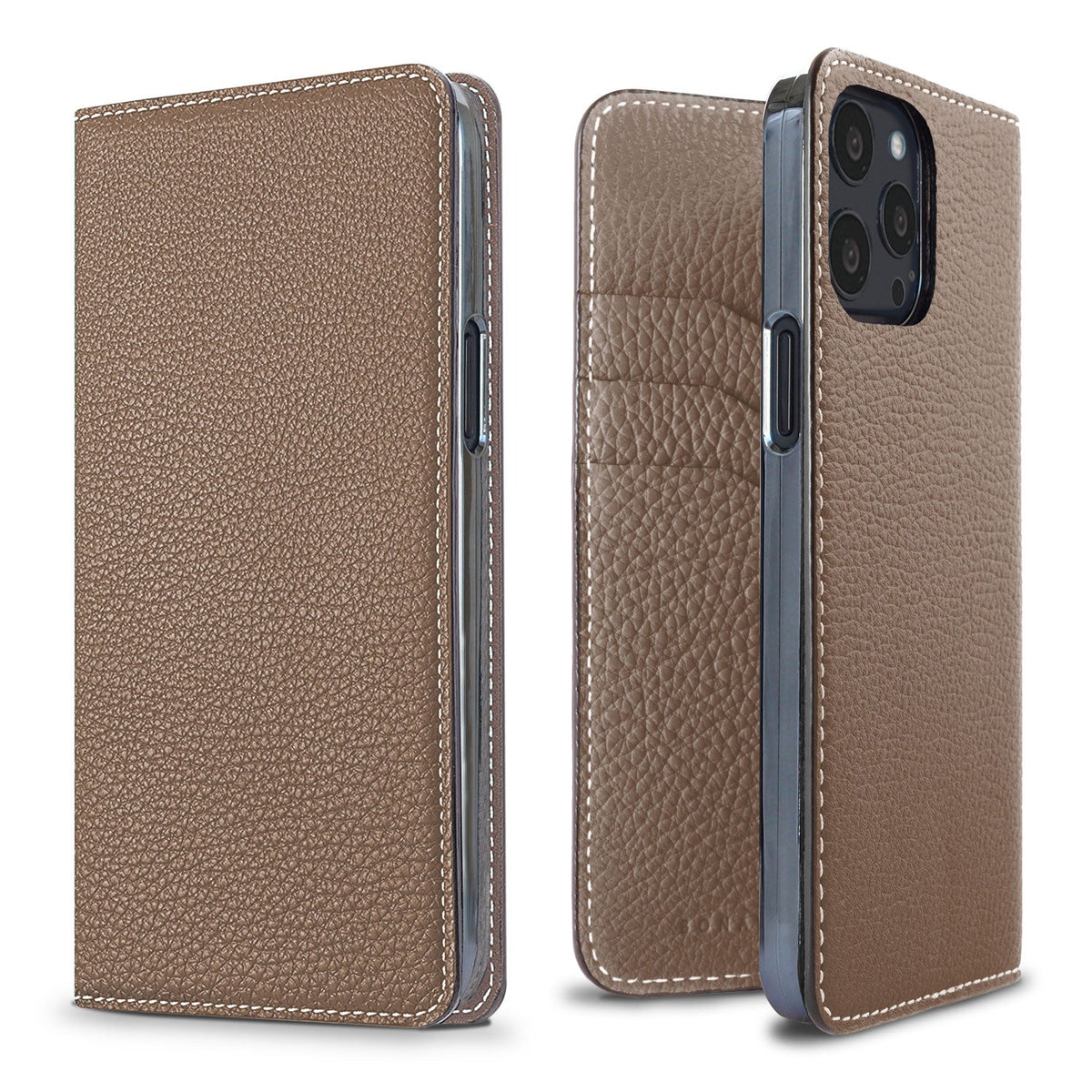 iPhone 13 Pro Diary Case Shrink Leather (Etoupe)