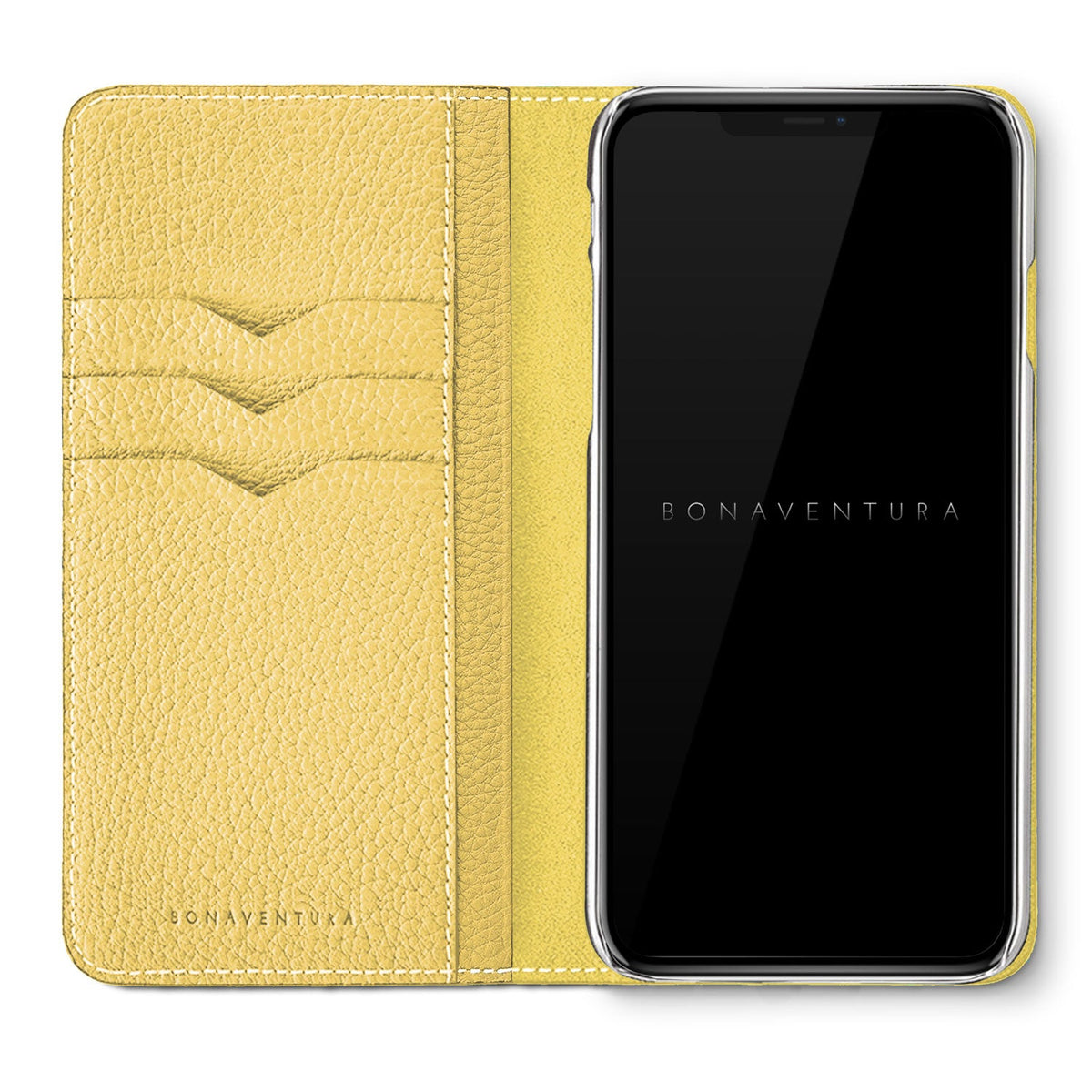 iPhone 13 Pro Diary Case Shrink Leather (Etoupe × Yellow)