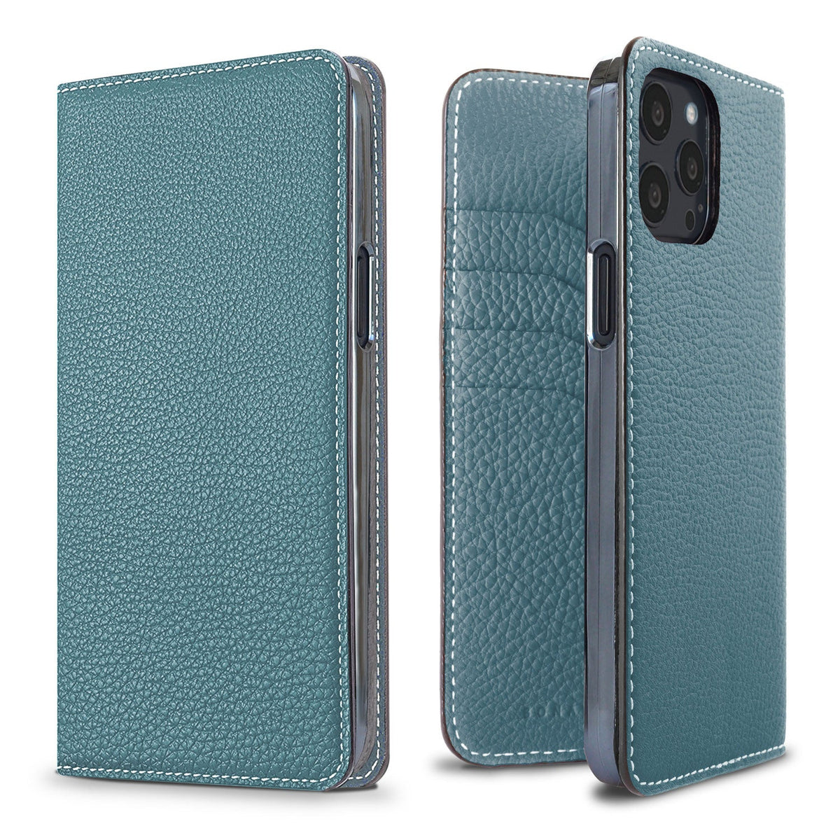 iPhone 13 Pro Max Diary Case Shrink Leather (Blue Cyan)
