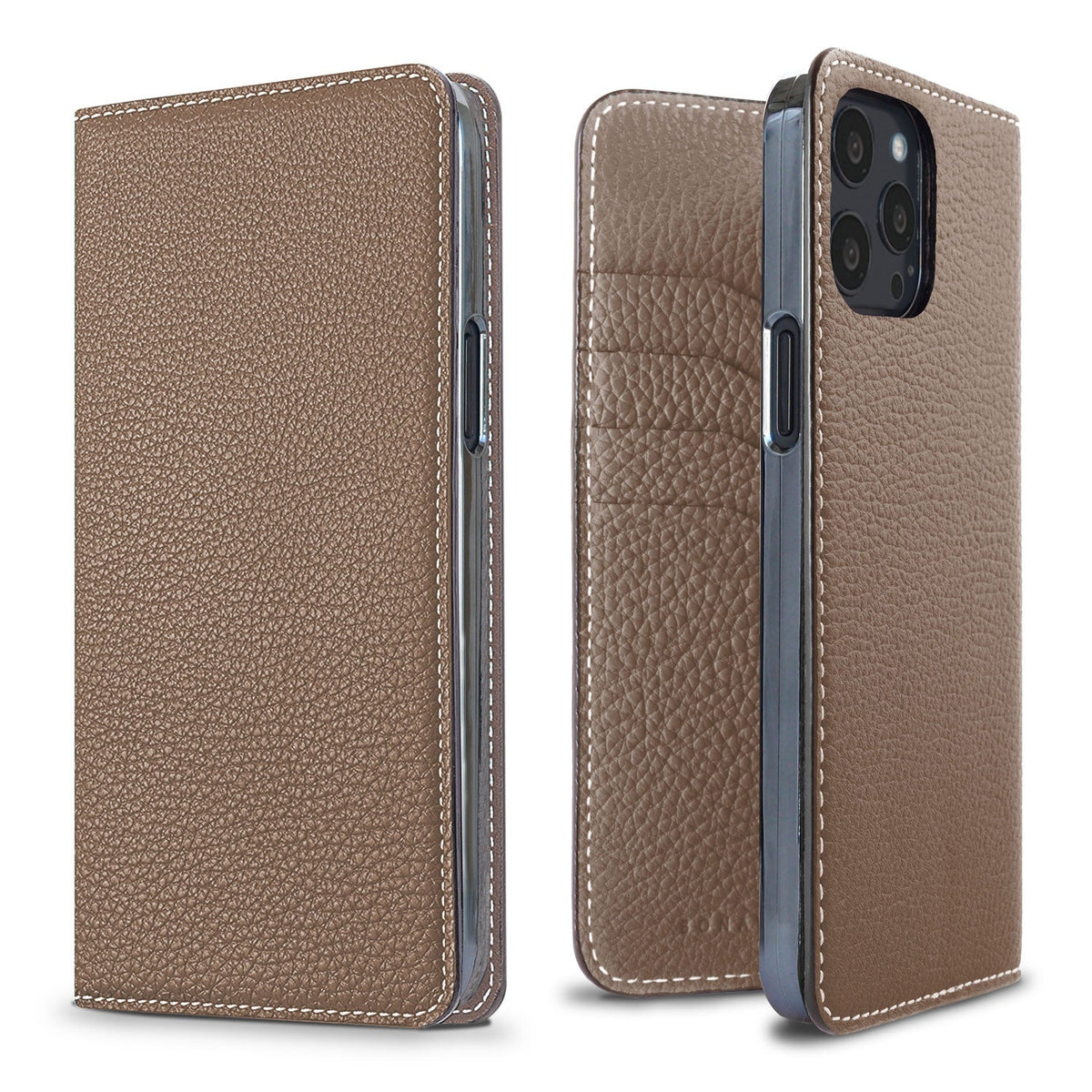 iPhone 13 Pro Max Diary Case Shrink Leather (Etoupe)