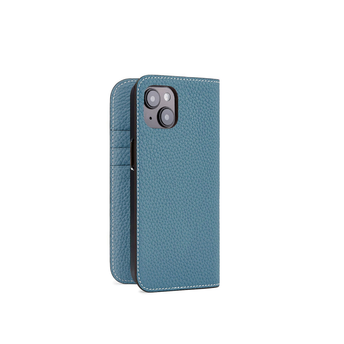 iPhone 14 Diary Case Shrink Leather (Blue Cyan)
