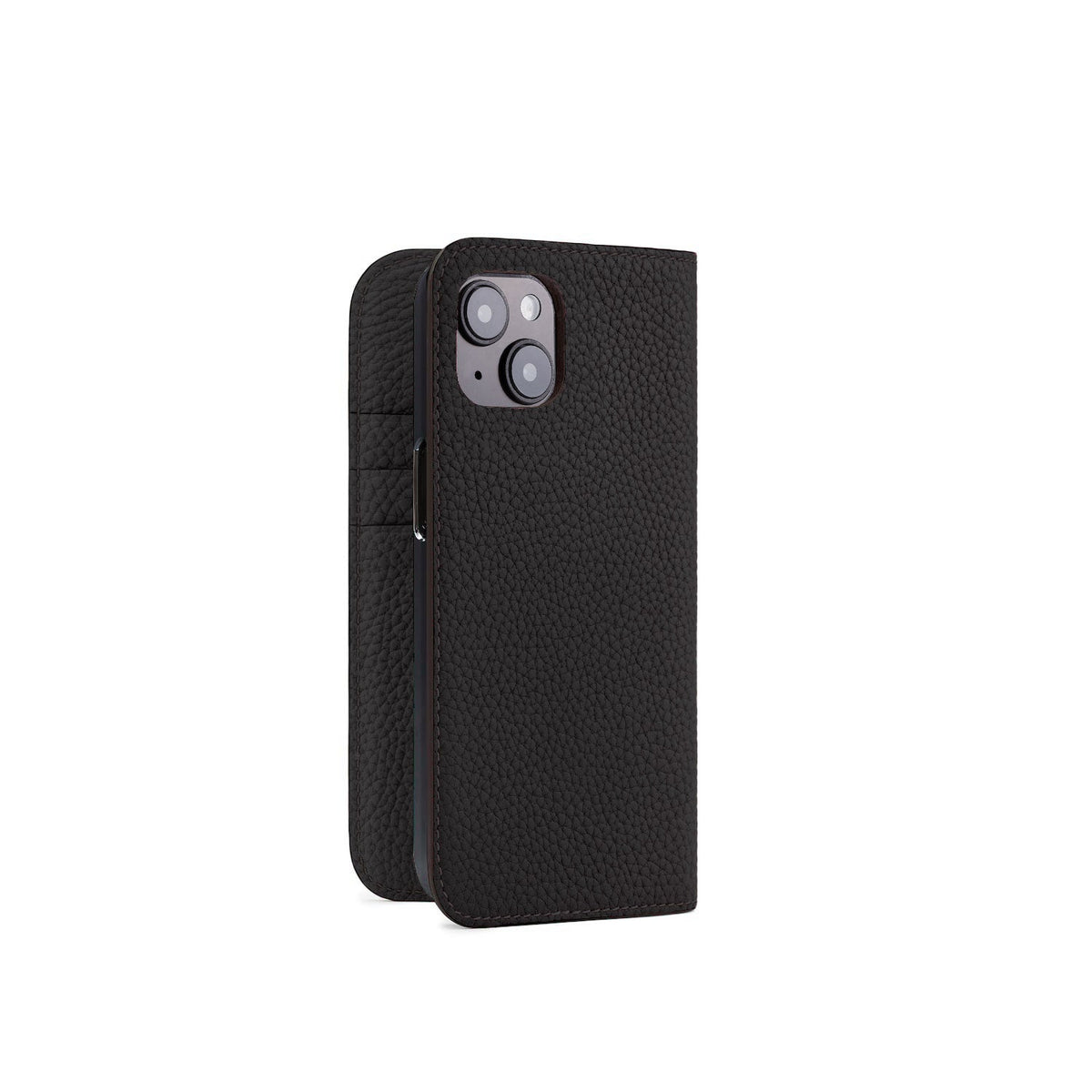 iPhone 14 Diary Case Shrink Leather (Black)