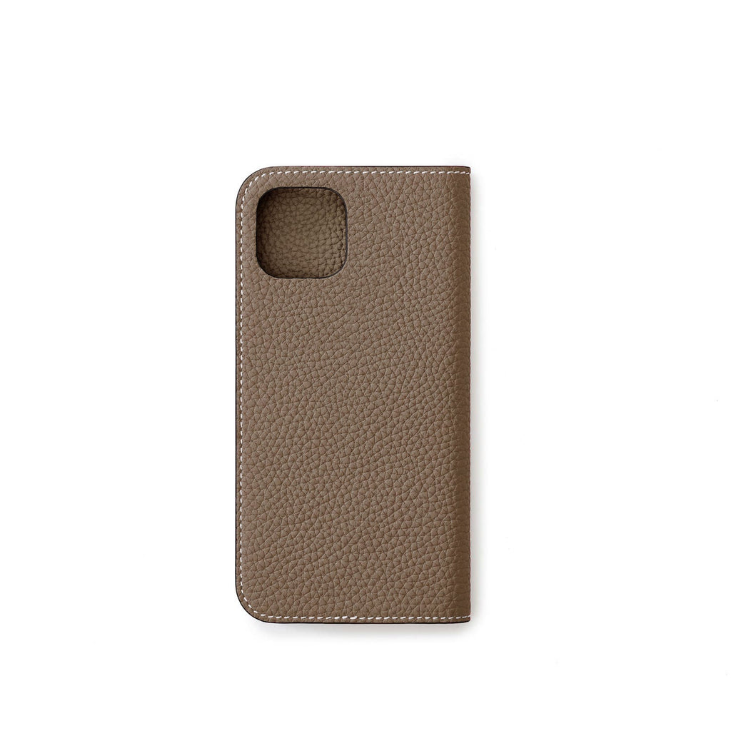 iPhone 14 Diary Case Shrink Leather (Etoupe)