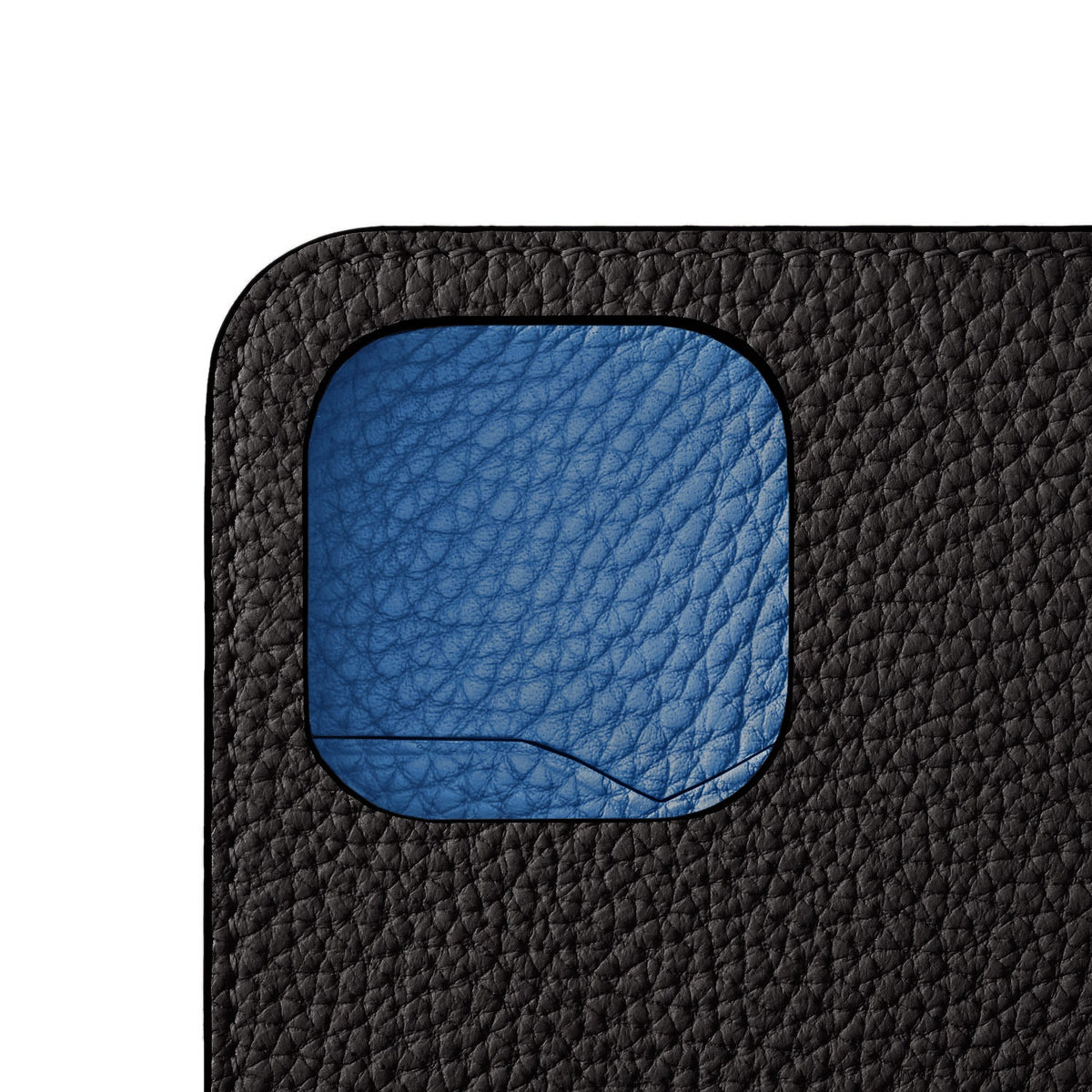 SAVOIA × BONAVENTURA iPhone 14 Pro Diary Case Shrink Leather (Black × Savoia Blue)