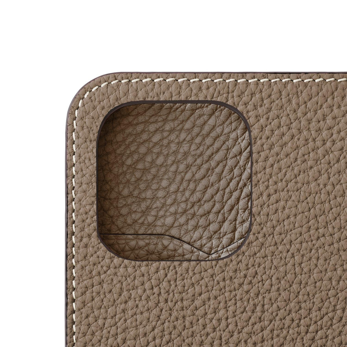 iPhone 14 Pro Diary Case Shrink Leather (Etoupe)