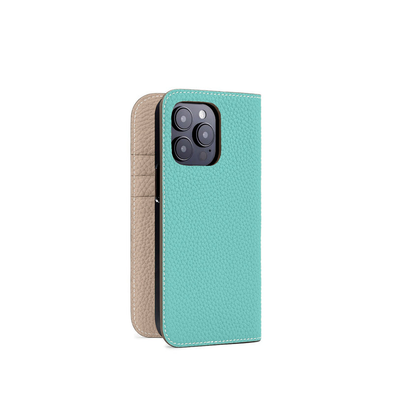 (iPhone 14 Pro) Diary Case Shrink Leather