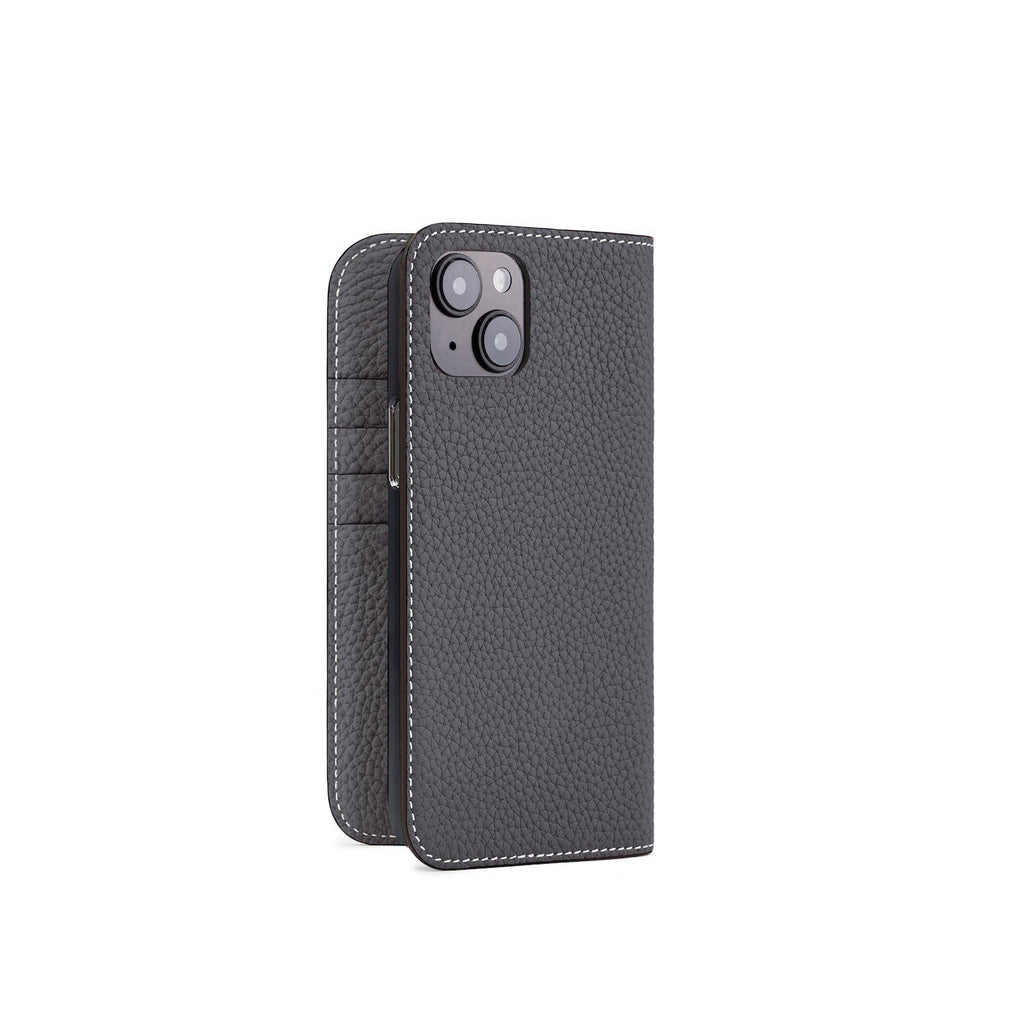 iPhone 14 Plus Diary Case Shrink Leather (Charcoal Gray)