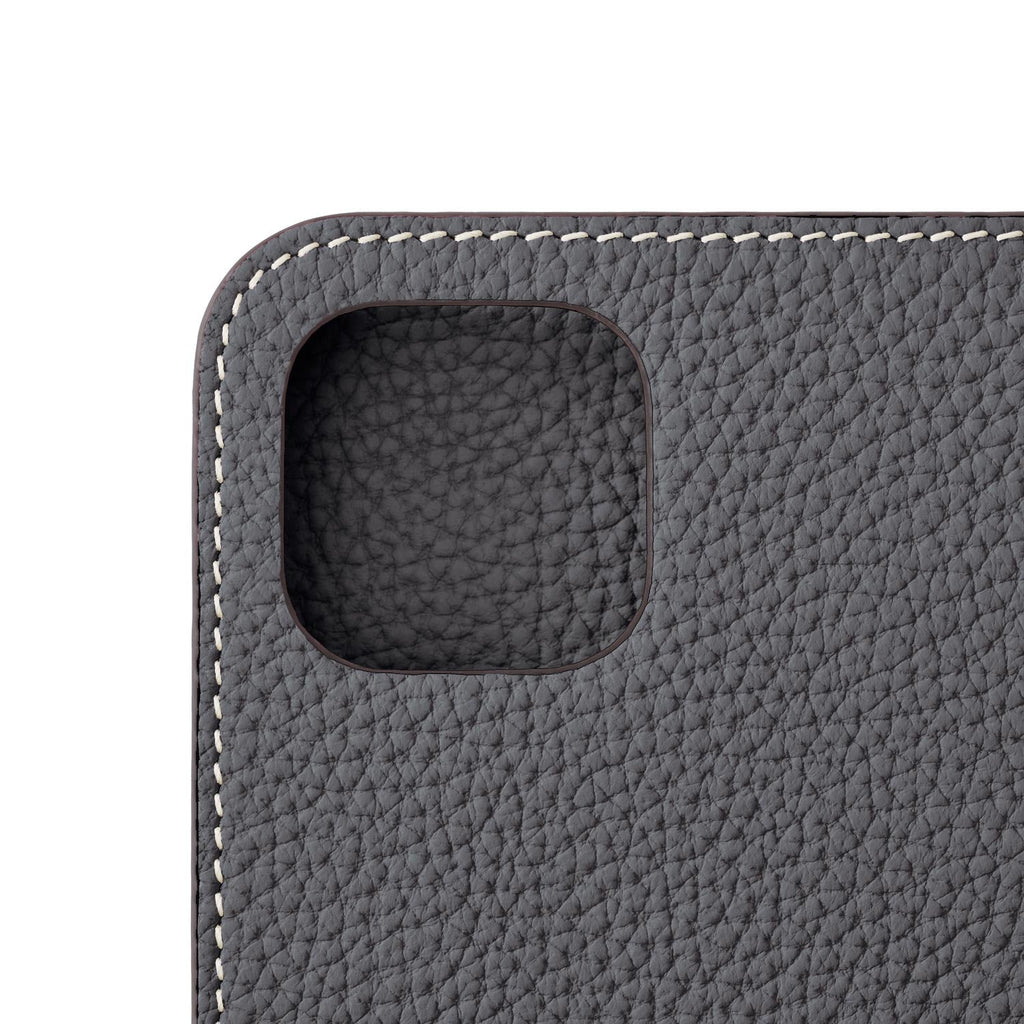 iPhone 14 Plus Diary Case Shrink Leather (Charcoal Gray)