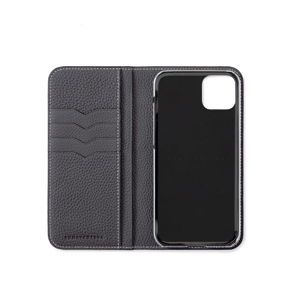 iPhone 14 Plus Diary Case Shrink Leather (Charcoal Gray)