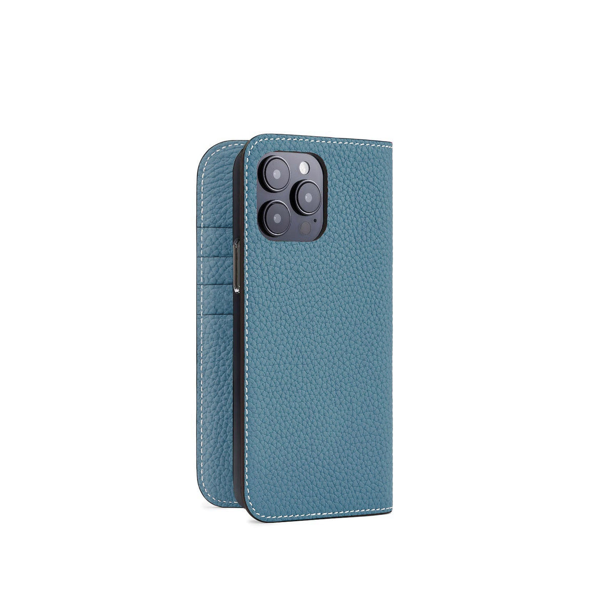 iPhone 14 Pro Max Diary Case Shrink Leather (Blue Cyan)