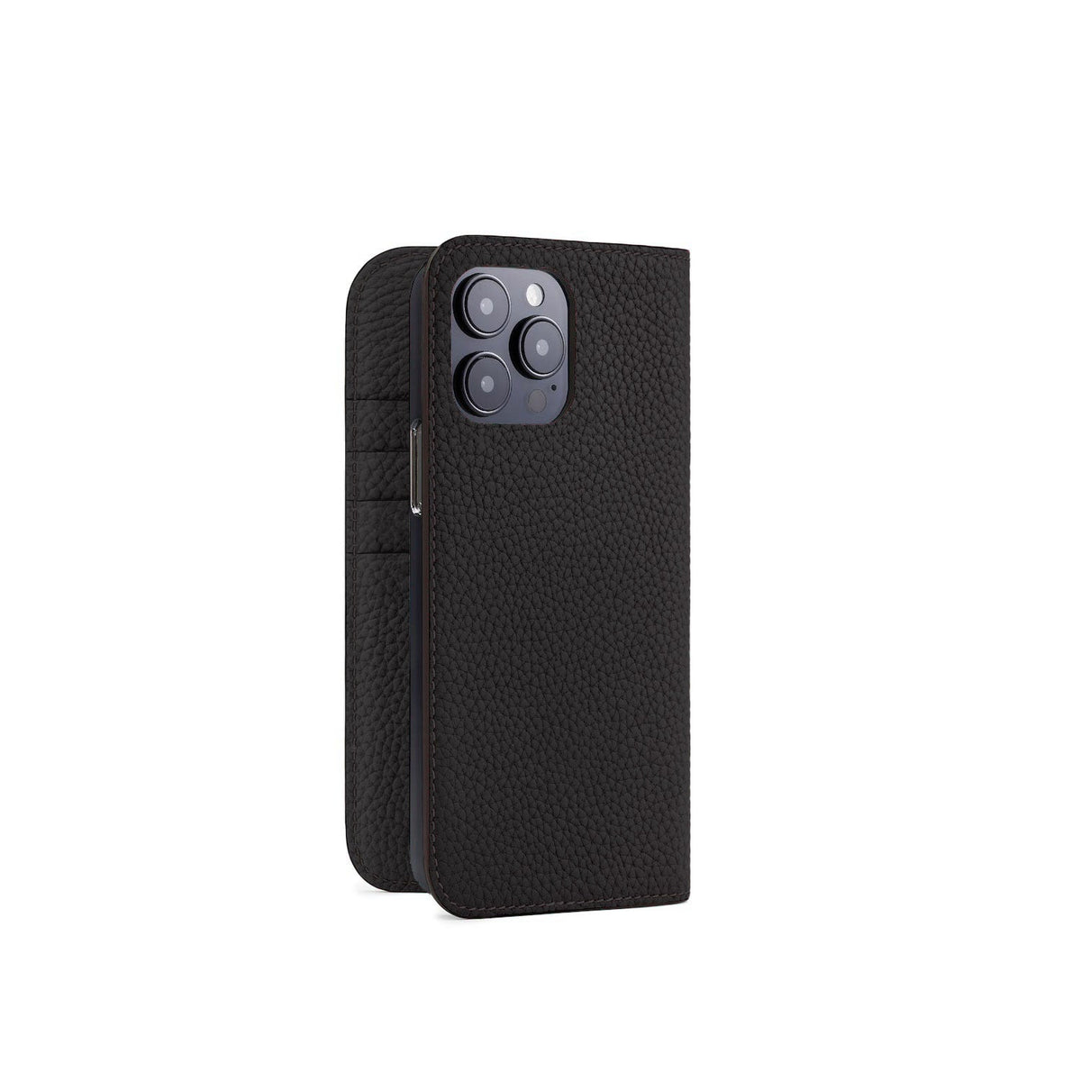 iPhone 14 Pro Max Diary Case Shrink Leather (Black)