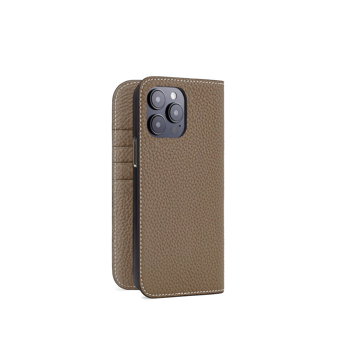 iPhone 14 Pro Max Diary Case Shrink Leather (Etoupe)