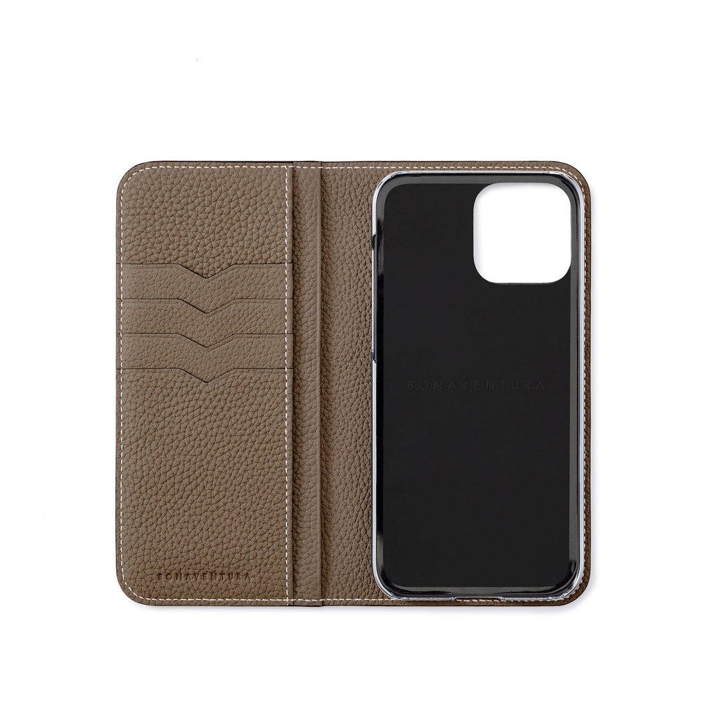 iPhone 14 Pro Max Diary Case Shrink Leather (Etoupe)