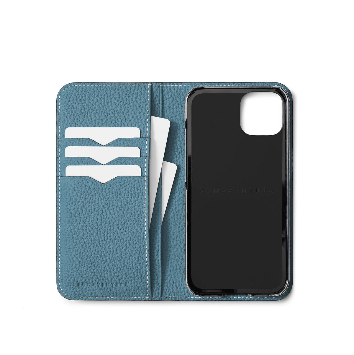 iPhone 15 Diary Case Shrink Leather (Blue Cyan)