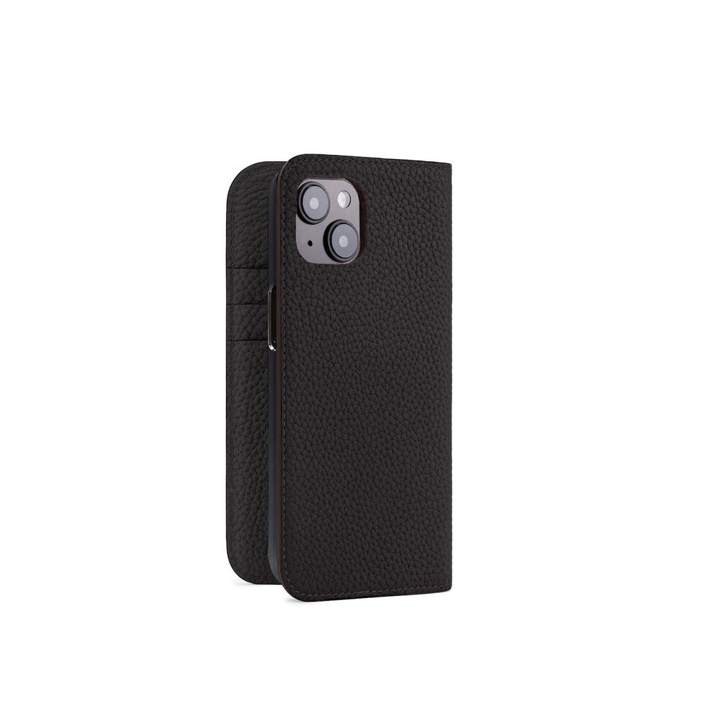 iPhone 15 Diary Case Shrink Leather (Black)