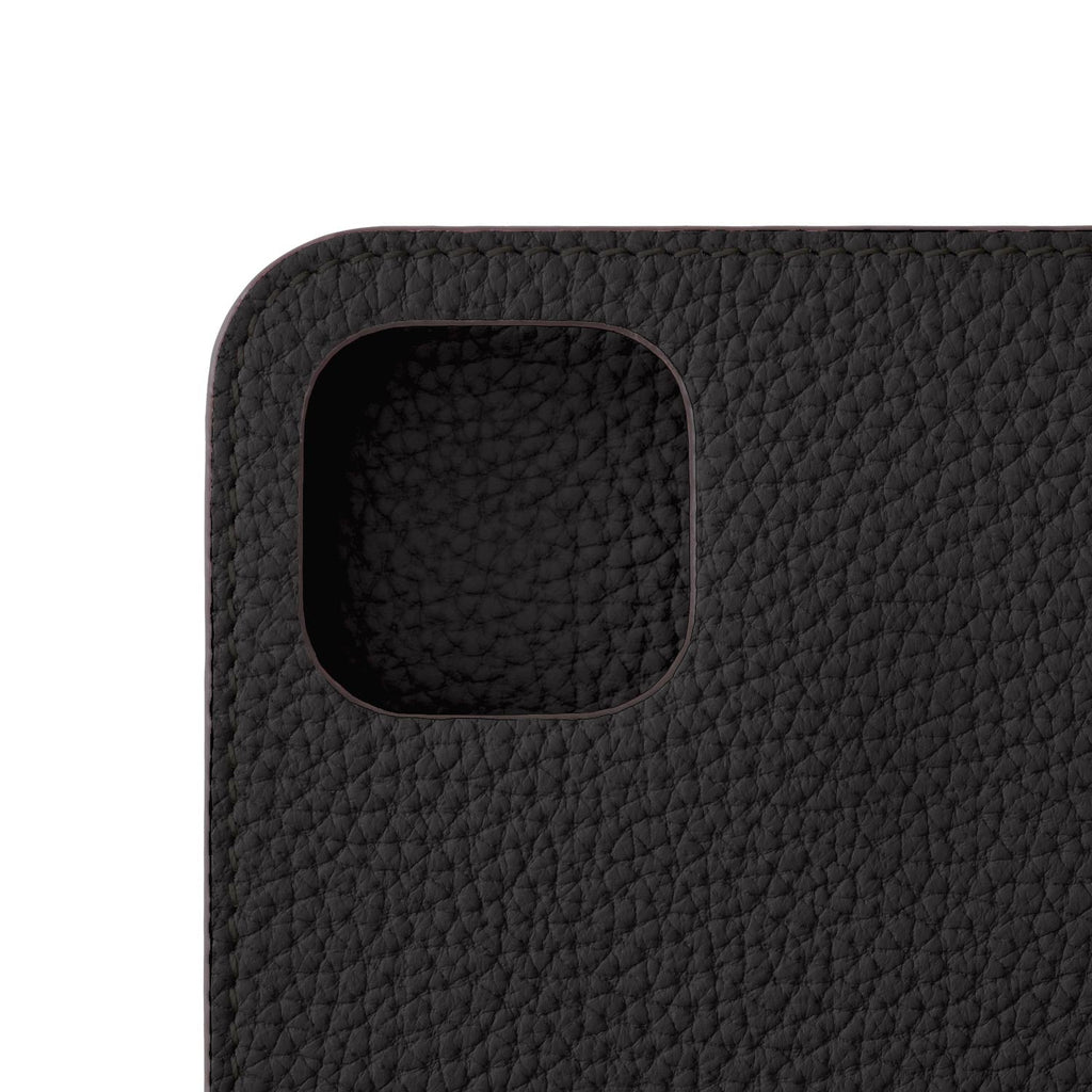 iPhone 15 Diary Case Shrink Leather (Black)