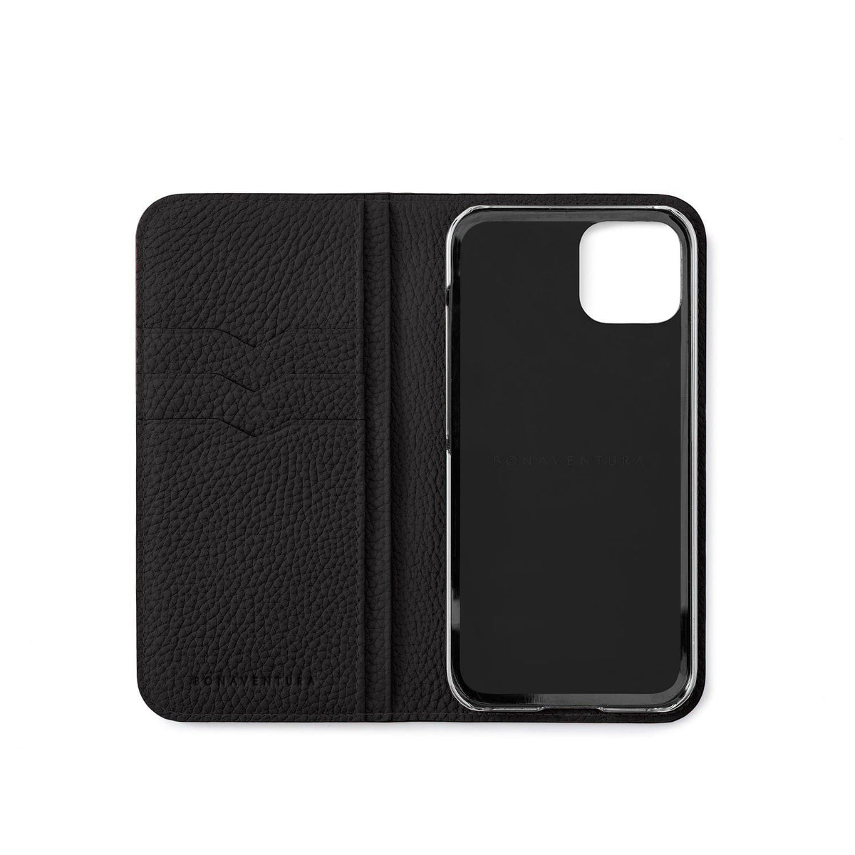iPhone 15 Diary Case Shrink Leather (Black)