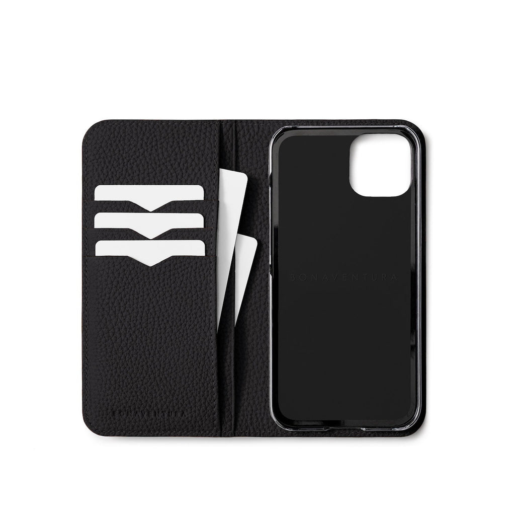 iPhone 15 Diary Case Shrink Leather (Black)