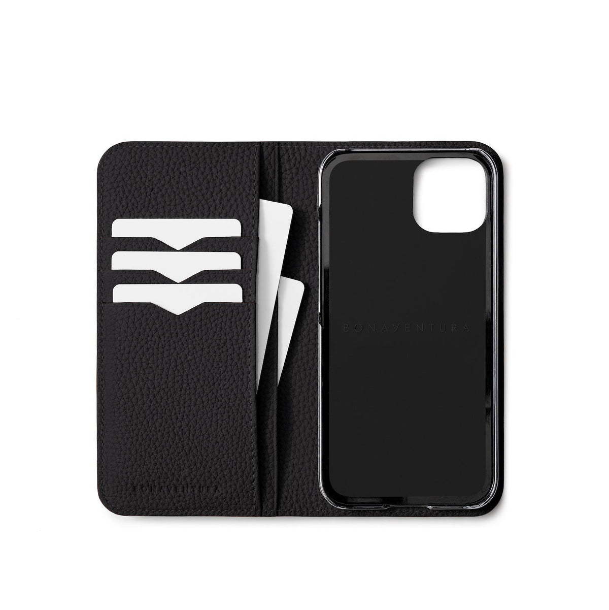 iPhone 15 Diary Case Shrink Leather (Black)