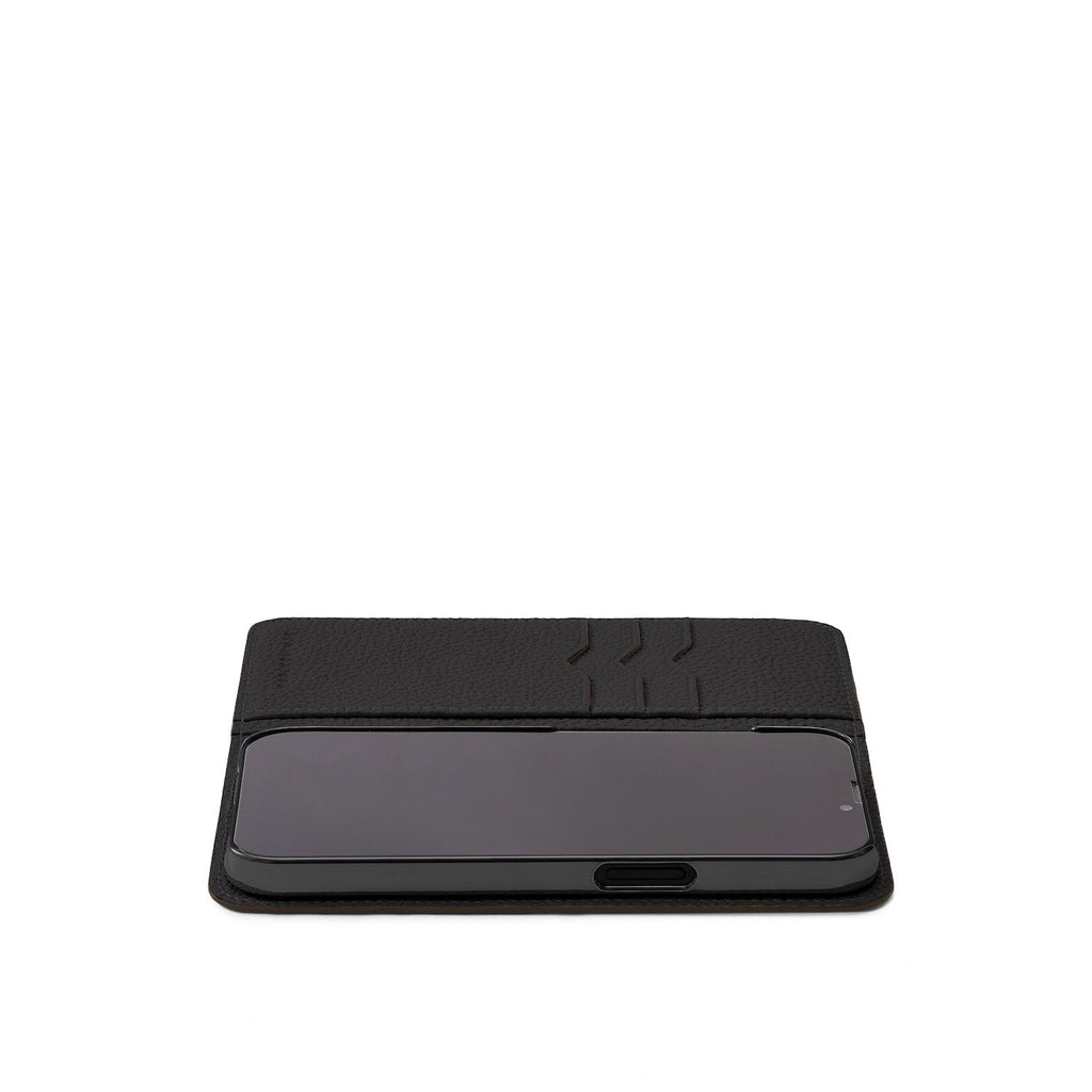 iPhone 15 Diary Case Shrink Leather (Black)