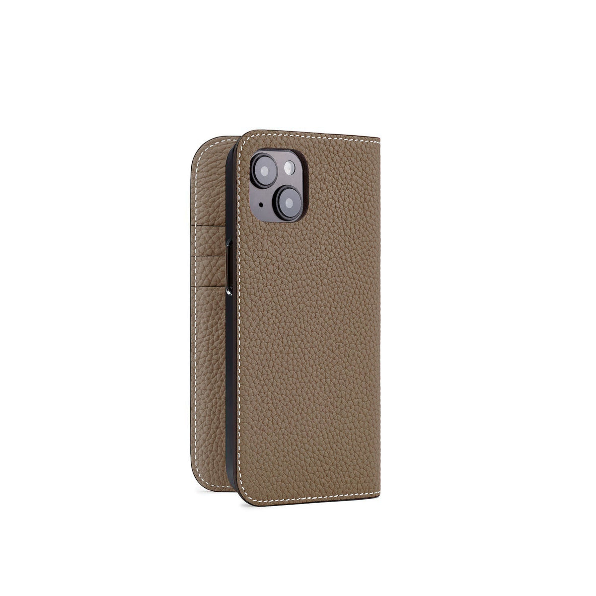 iPhone 15 Diary Case Shrink Leather (Etoupe)