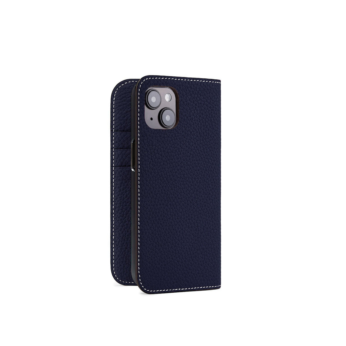 iPhone 15 Diary Case Shrink Leather (Navy)