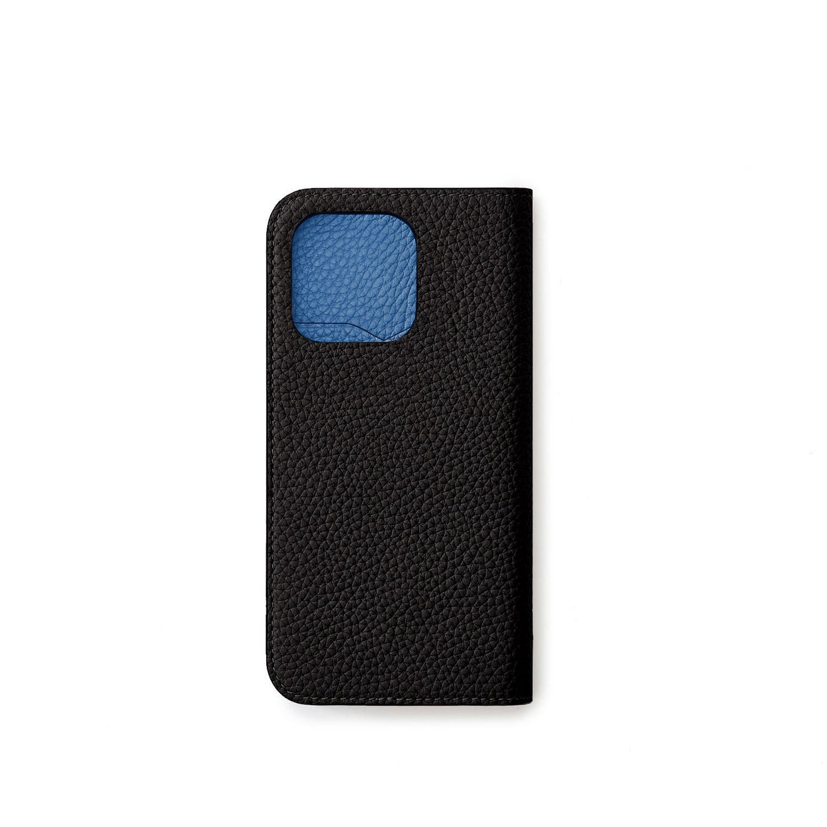SAVOIA × BONAVENTURA iPhone 15 Pro Diary Case Shrink Leather (Black × Savoia Blue)